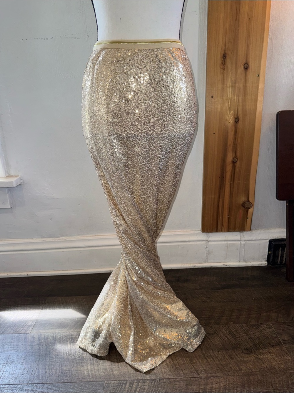 Gold Sequin Maxi Skirt